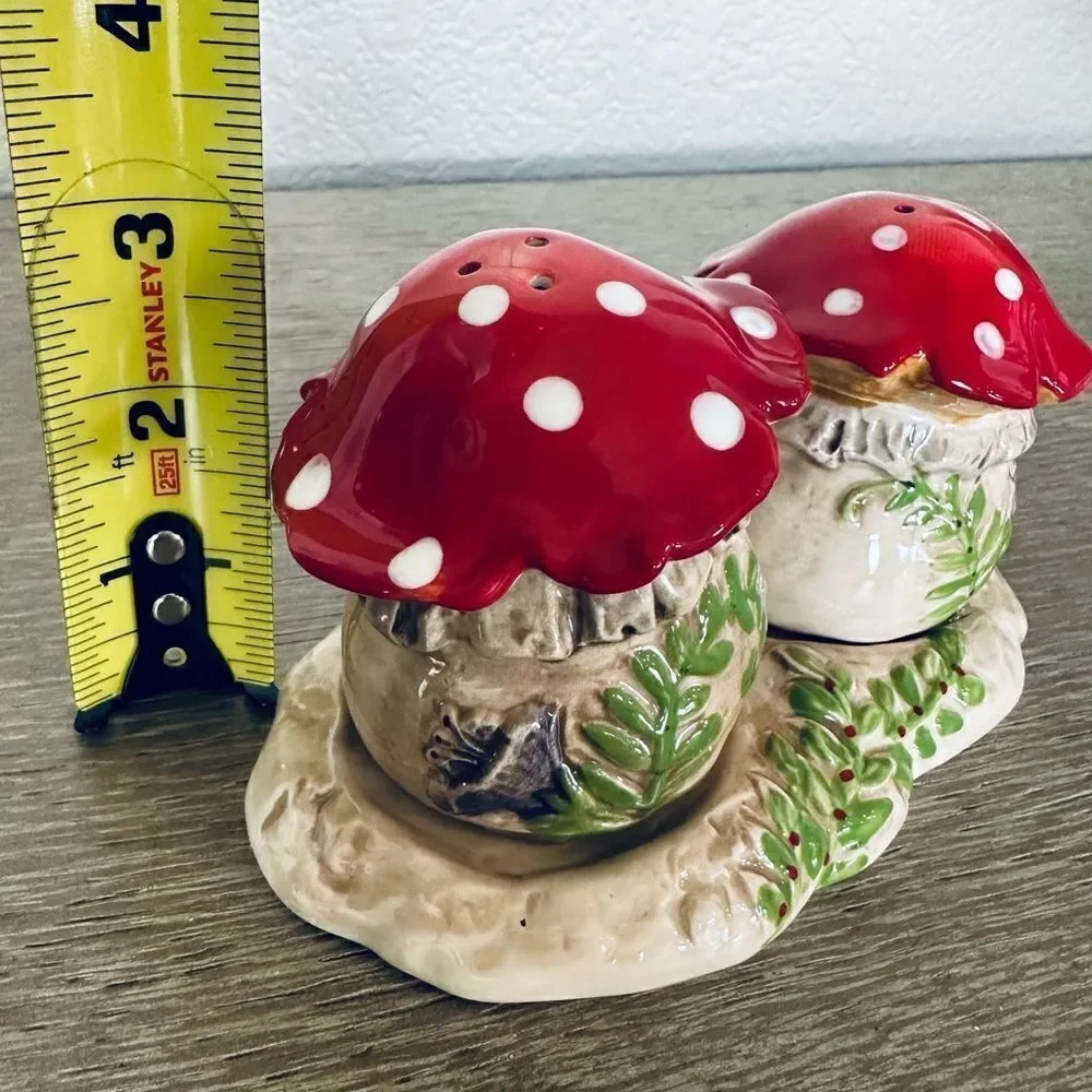 Blue Sky Clayworks Ceramic Mushroom Salt & Pepper Shakers Set